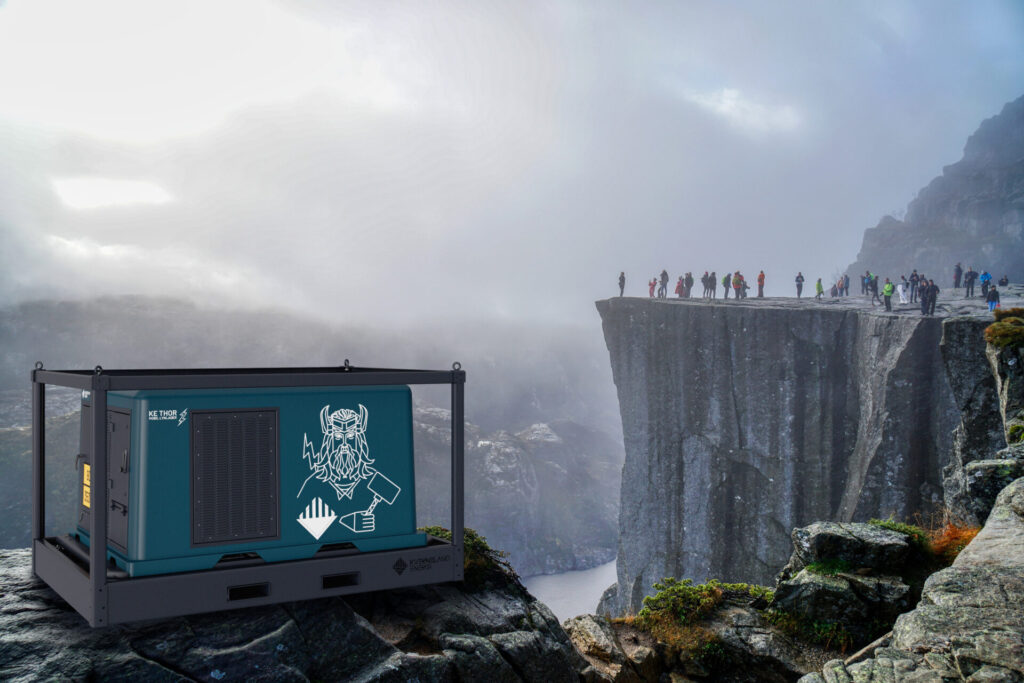 Illustrasjon av profilert Kverneland Energi-enhet ved Preikestolen